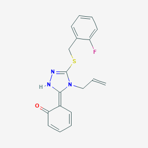 (6Z)-6-[3-[(2-fluorophenyl)methylsulfanyl]-4-prop-2-enyl-1H-1,2,4-triazol-5-ylidene]cyclohexa-2,4-dien-1-one