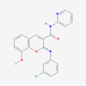 (2Z)-2-[(3-chlorophenyl)imino]-8-methoxy-N-(pyridin-2-yl)-2H-chromene-3-carboxamide