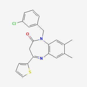 molecular formula C22H19ClN2OS B2459497 1-(3-chlorobenzyl)-7,8-dimethyl-4-(2-thienyl)-1,3-dihydro-2H-1,5-benzodiazepin-2-one CAS No. 1251549-94-6