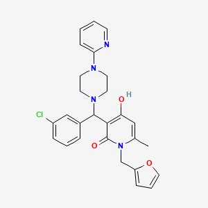 molecular formula C27H27ClN4O3 B2459501 3-((3-chlorophenyl)(4-(pyridin-2-yl)piperazin-1-yl)methyl)-1-(furan-2-ylmethyl)-4-hydroxy-6-methylpyridin-2(1H)-one CAS No. 897612-46-3