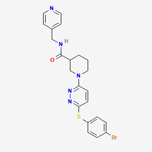molecular formula C22H22BrN5OS B2459504 1-(6-((4-bromophenyl)thio)pyridazin-3-yl)-N-(pyridin-4-ylmethyl)piperidine-3-carboxamide CAS No. 1251568-74-7