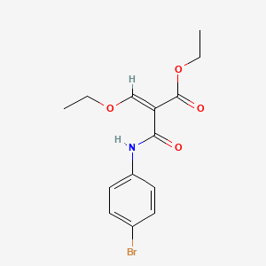 molecular formula C14H16BrNO4 B2459508 (E)-ethyl 2-((4-bromophenyl)carbamoyl)-3-ethoxyacrylate CAS No. 1322191-64-9