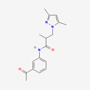N-(3-acetylphenyl)-3-(3,5-dimethyl-1H-pyrazol-1-yl)-2-methylpropanamide