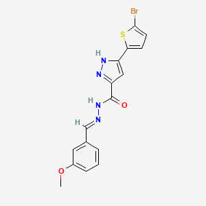 molecular formula C16H13BrN4O2S B2459513 3-(5-bromothiophen-2-yl)-N'-[(E)-(3-methoxyphenyl)methylidene]-1H-pyrazole-5-carbohydrazide CAS No. 488704-19-4