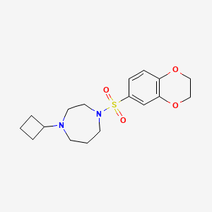 molecular formula C17H24N2O4S B2459517 1-Cyclobutyl-4-((2,3-dihydrobenzo[b][1,4]dioxin-6-yl)sulfonyl)-1,4-diazepane CAS No. 2320525-15-1