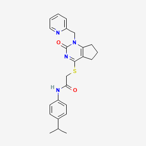 molecular formula C24H26N4O2S B2459521 N-(4-isopropylphenyl)-2-((2-oxo-1-(pyridin-2-ylmethyl)-2,5,6,7-tetrahydro-1H-cyclopenta[d]pyrimidin-4-yl)thio)acetamide CAS No. 946219-21-2