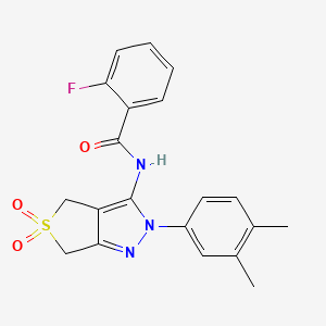 N-(2-(3,4-dimethylphenyl)-5,5-dioxido-4,6-dihydro-2H-thieno[3,4-c]pyrazol-3-yl)-2-fluorobenzamide