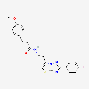 molecular formula C22H21FN4O2S B2459532 N-(2-(2-(4-fluorophenyl)thiazolo[3,2-b][1,2,4]triazol-6-yl)ethyl)-3-(4-methoxyphenyl)propanamide CAS No. 894026-38-1