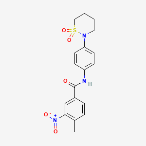 molecular formula C18H19N3O5S B2459533 N-[4-(1,1-二氧杂噻环辛烷-2-基)苯基]-4-甲基-3-硝基苯甲酰胺 CAS No. 899979-86-3