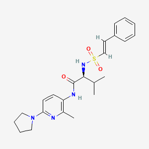 molecular formula C23H30N4O3S B2459540 (2S)-3-甲基-N-(2-甲基-6-吡咯烷-1-基吡啶-3-基)-2-[[(E)-2-苯乙烯基]磺酰胺基]丁酰胺 CAS No. 2093965-83-2