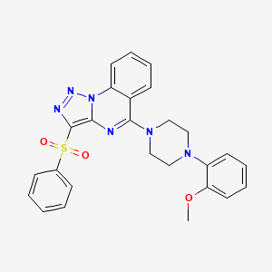 molecular formula C26H24N6O3S B2459541 5-[4-(2-Methoxyphenyl)piperazin-1-yl]-3-(phenylsulfonyl)[1,2,3]triazolo[1,5-a]quinazoline CAS No. 893274-98-1