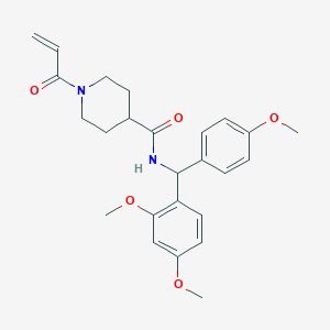 N-[(2,4-Dimethoxyphenyl)-(4-methoxyphenyl)methyl]-1-prop-2-enoylpiperidine-4-carboxamide