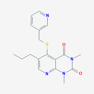 molecular formula C18H20N4O2S B2459559 1,3-dimethyl-6-propyl-5-((pyridin-3-ylmethyl)thio)pyrido[2,3-d]pyrimidine-2,4(1H,3H)-dione CAS No. 899940-87-5