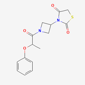 molecular formula C15H16N2O4S B2459566 3-(1-(2-Phenoxypropanoyl)azetidin-3-yl)thiazolidine-2,4-dione CAS No. 2034235-58-8