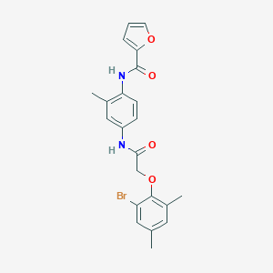 molecular formula C22H21BrN2O4 B245957 N-(4-{[(2-bromo-4,6-dimethylphenoxy)acetyl]amino}-2-methylphenyl)-2-furamide 