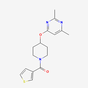 molecular formula C16H19N3O2S B2459571 (4-((2,6-二甲基嘧啶-4-基)氧基)哌啶-1-基)(噻吩-3-基)甲苯酮 CAS No. 2034431-70-2