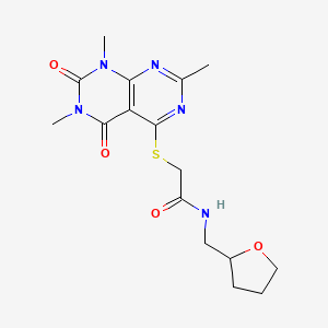 N-((tetrahydrofuran-2-yl)methyl)-2-((2,6,8-trimethyl-5,7-dioxo-5,6,7,8-tetrahydropyrimido[4,5-d]pyrimidin-4-yl)thio)acetamide
