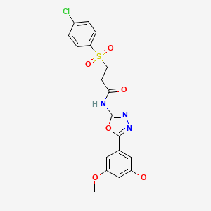 molecular formula C19H18ClN3O6S B2459573 3-((4-chlorophenyl)sulfonyl)-N-(5-(3,5-dimethoxyphenyl)-1,3,4-oxadiazol-2-yl)propanamide CAS No. 895467-02-4