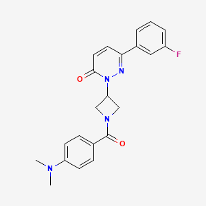 molecular formula C22H21FN4O2 B2459577 2-[1-[4-(Dimethylamino)benzoyl]azetidin-3-yl]-6-(3-fluorophenyl)pyridazin-3-one CAS No. 2380179-40-6