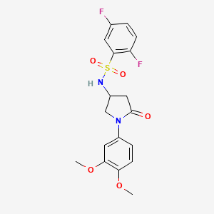 molecular formula C18H18F2N2O5S B2459584 N-(1-(3,4-dimethoxyphenyl)-5-oxopyrrolidin-3-yl)-2,5-difluorobenzenesulfonamide CAS No. 896318-10-8