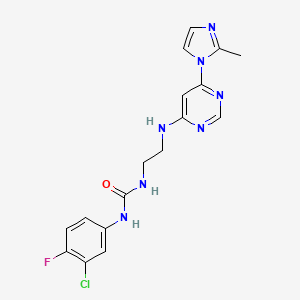 1-(3-chloro-4-fluorophenyl)-3-(2-((6-(2-methyl-1H-imidazol-1-yl)pyrimidin-4-yl)amino)ethyl)urea