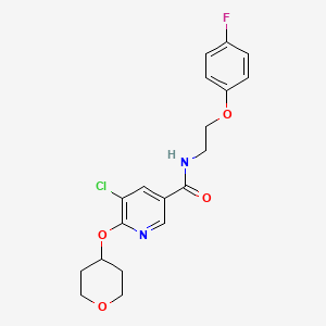 molecular formula C19H20ClFN2O4 B2459587 5-氯-N-(2-(4-氟苯氧基)乙基)-6-((四氢-2H-吡喃-4-基)氧基)烟酰胺 CAS No. 1903915-97-8