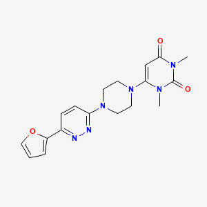 molecular formula C18H20N6O3 B2459589 6-[4-[6-(Furan-2-yl)pyridazin-3-yl]piperazin-1-yl]-1,3-dimethylpyrimidine-2,4-dione CAS No. 2380183-91-3
