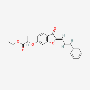 molecular formula C22H20O5 B2459591 ethyl 2-(((Z)-3-oxo-2-((E)-3-phenylallylidene)-2,3-dihydrobenzofuran-6-yl)oxy)propanoate CAS No. 620546-70-5