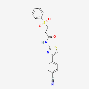 3-(benzenesulfonyl)-N-[4-(4-cyanophenyl)-1,3-thiazol-2-yl]propanamide