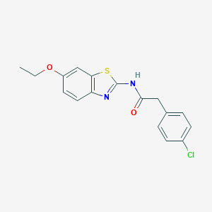 molecular formula C17H15ClN2O2S B245964 2-(4-chlorophenyl)-N-(6-ethoxy-1,3-benzothiazol-2-yl)acetamide 