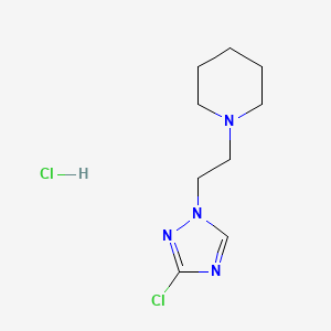 molecular formula C9H16Cl2N4 B2459663 1-(2-(3-chloro-1H-1,2,4-triazol-1-yl)ethyl)piperidine hydrochloride CAS No. 1573547-91-7