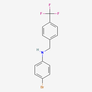 molecular formula C14H11BrF3N B2459666 4-bromo-N-{[4-(trifluoromethyl)phenyl]methyl}aniline CAS No. 1041538-12-8