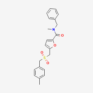 molecular formula C22H23NO4S B2459668 N-benzyl-N-methyl-5-(((4-methylbenzyl)sulfonyl)methyl)furan-2-carboxamide CAS No. 2319897-38-4