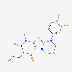 molecular formula C20H22ClN5O3 B2459669 9-(3-chloro-4-methoxyphenyl)-1,7-dimethyl-3-prop-2-enyl-7,8-dihydro-6H-purino[7,8-a]pyrimidine-2,4-dione CAS No. 887695-93-4