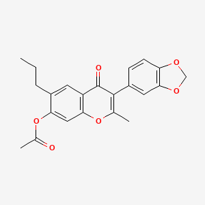 3-(benzo[d][1,3]dioxol-5-yl)-2-methyl-4-oxo-6-propyl-4H-chromen-7-yl acetate