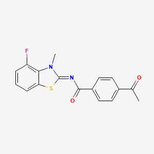 molecular formula C17H13FN2O2S B2459675 4-acetyl-N-(4-fluoro-3-methyl-1,3-benzothiazol-2-ylidene)benzamide CAS No. 868371-42-0