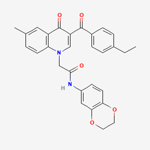 N-(2,3-dihydrobenzo[b][1,4]dioxin-6-yl)-2-(3-(4-ethylbenzoyl)-6-methyl-4-oxoquinolin-1(4H)-yl)acetamide