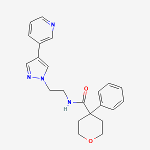 4-phenyl-N-{2-[4-(pyridin-3-yl)-1H-pyrazol-1-yl]ethyl}oxane-4-carboxamide