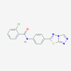 molecular formula C16H10ClN5OS B245970 2-chloro-N-(4-[1,2,4]triazolo[3,4-b][1,3,4]thiadiazol-6-ylphenyl)benzamide 