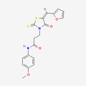 (E)-3-(5-(furan-2-ylmethylene)-4-oxo-2-thioxothiazolidin-3-yl)-N-(4-methoxyphenyl)propanamide