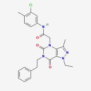 molecular formula C25H26ClN5O3 B2459708 N-(3-chloro-4-methylphenyl)-2-(1-ethyl-3-methyl-5,7-dioxo-6-phenethyl-6,7-dihydro-1H-pyrazolo[4,3-d]pyrimidin-4(5H)-yl)acetamide CAS No. 1358589-41-9