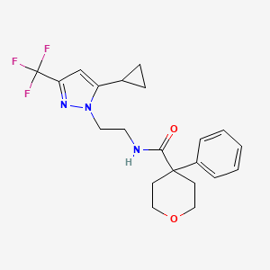 N-(2-(5-cyclopropyl-3-(trifluoromethyl)-1H-pyrazol-1-yl)ethyl)-4-phenyltetrahydro-2H-pyran-4-carboxamide