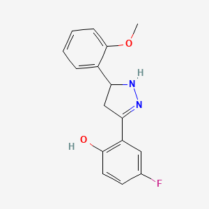 molecular formula C16H15FN2O2 B2459725 4-fluoro-2-(5-(2-methoxyphenyl)-4,5-dihydro-1H-pyrazol-3-yl)phenol CAS No. 610277-65-1