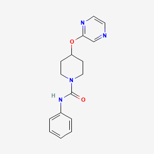 molecular formula C16H18N4O2 B2459726 N-phenyl-4-(pyrazin-2-yloxy)piperidine-1-carboxamide CAS No. 1448075-62-4