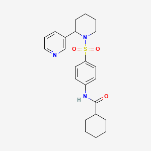 molecular formula C23H29N3O3S B2459732 N-[4-(2-pyridin-3-ylpiperidin-1-yl)sulfonylphenyl]cyclohexanecarboxamide CAS No. 393834-22-5