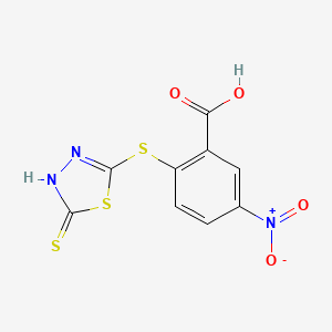 5-Nitro-2-[(5-sulfanyl-1,3,4-thiadiazol-2-yl)sulfanyl]benzoic acid