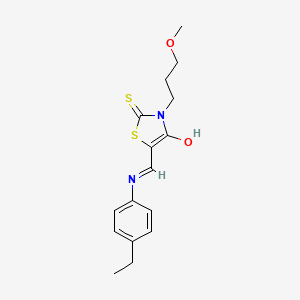 (E)-5-(((4-ethylphenyl)amino)methylene)-3-(3-methoxypropyl)-2-thioxothiazolidin-4-one