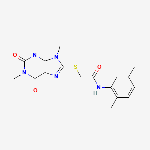 molecular formula C18H23N5O3S B2459752 N-(2,5-二甲苯基)-2-((1,3,9-三甲基-2,6-二氧代-2,3,4,5,6,9-六氢-1H-嘌呤-8-基)硫代)乙酰胺 CAS No. 1170078-04-2