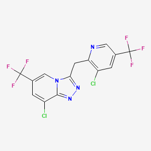 molecular formula C14H6Cl2F6N4 B2459757 8-Chloro-3-{[3-chloro-5-(trifluoromethyl)-2-pyridinyl]methyl}-6-(trifluoromethyl)[1,2,4]triazolo[4,3-a]pyridine CAS No. 860788-54-1