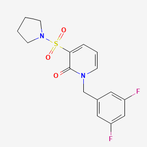 molecular formula C16H16F2N2O3S B2459762 1-(3,5-difluorobenzyl)-3-(1-pyrrolidinylsulfonyl)-2(1H)-pyridinone CAS No. 1251593-72-2